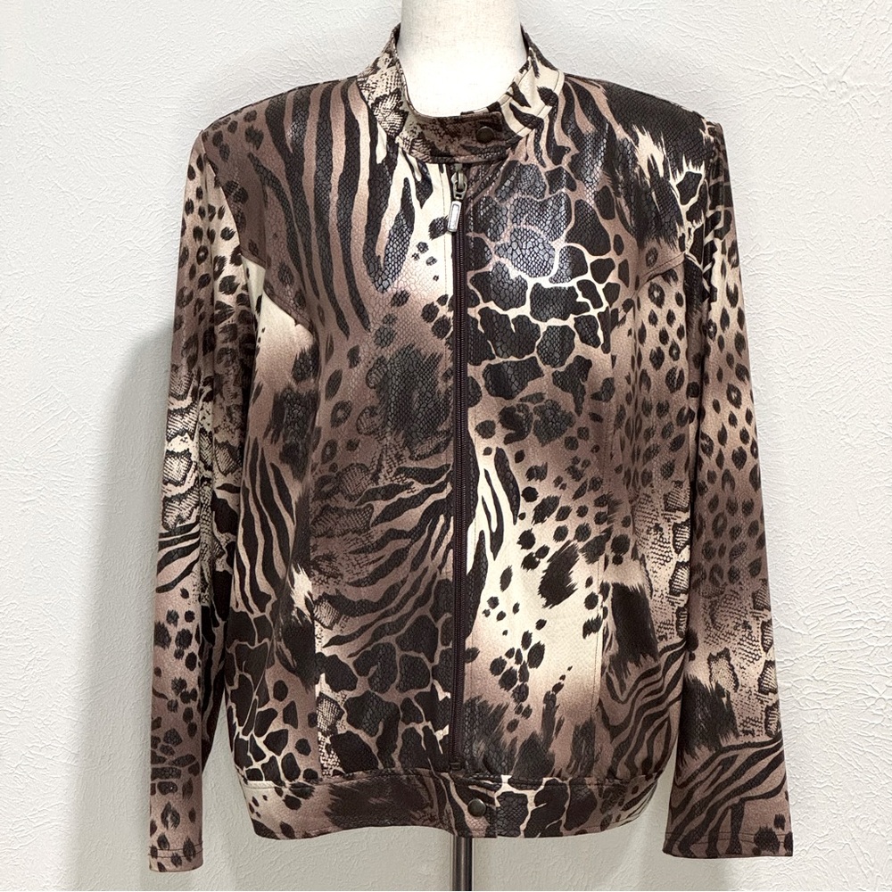 Effortless Style by Citiknits Animal Print Women's Jacket Size L